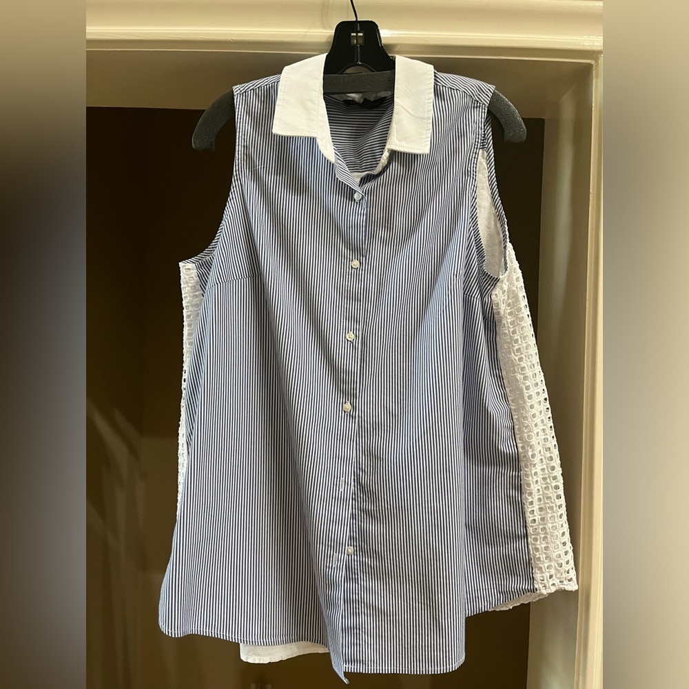 New Zac & Rachel Striped Sleeveless Blouse XL